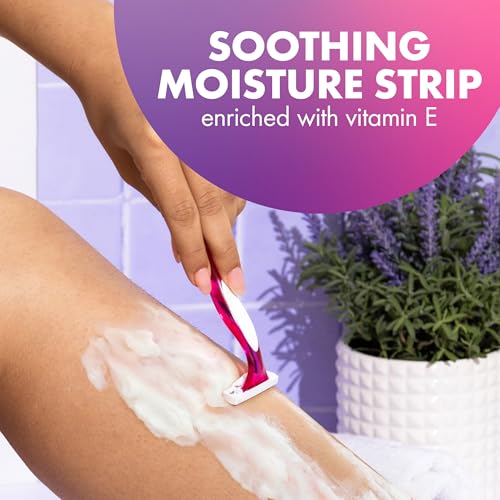 BIC Soleil 3 Scented Women's Disposable with 3 Blade Razors, Calming Lavender Scent and Vitamin E Moisture Strip, 10-Count