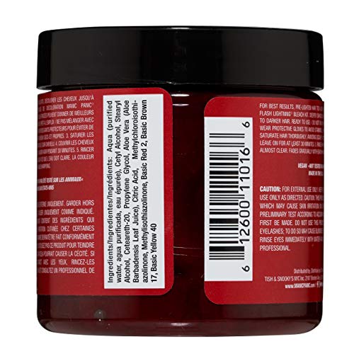 MANIC PANIC Classic Infra Red Semi Permanent Hair Color - Deep Mahogany Red Hair Dye for Women & Men That Lasts 4-6 Weeks - Vegan, Ammonia & Cruelty-Free - Create & Mix Custom Shades (4oz)