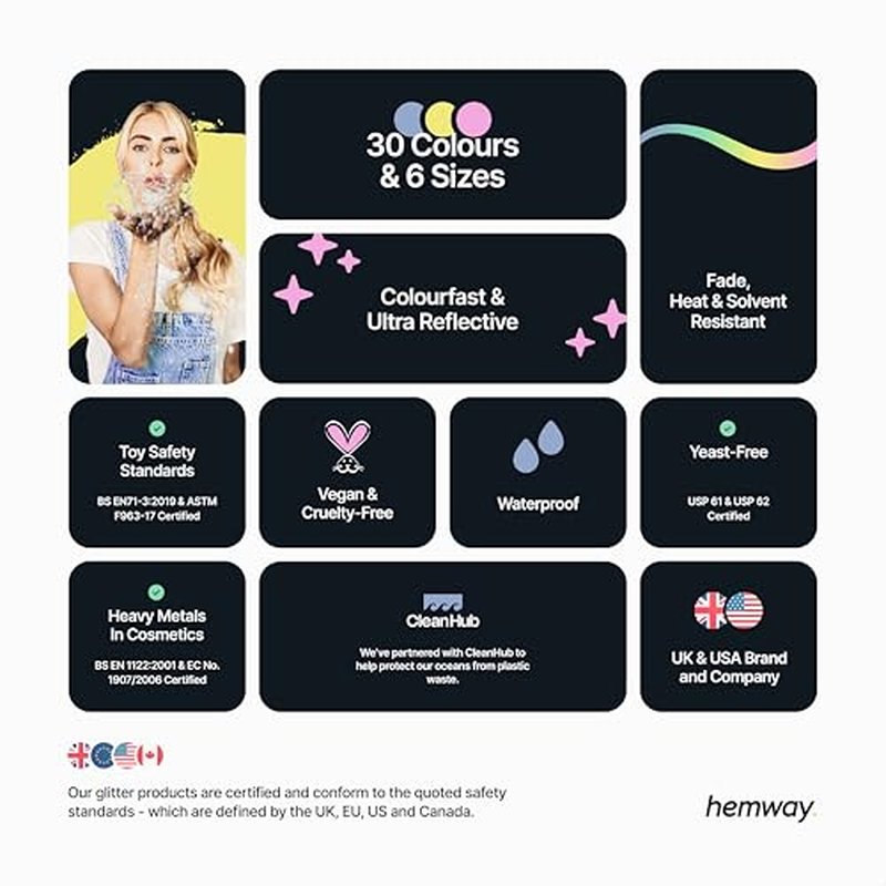 Hemway Rose Gold Holographic Mix Glitter Chunky Multi Purpose Dust Powder Arts & Crafts Wine Glass Decoration Weddings Flowers Cosmetic Face Eye Body Nails Skin Hair Festival 100g