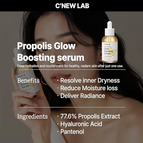 C¡¯NEW LAB Real Propolis Glow Boosting Serum 50ml (1.69 fl.oz.) | Deep Hydration, Skin Barrier Strengthening | Inner Dryness Relief | Propolis Extract, Honey Extract, Korean Facial Serum