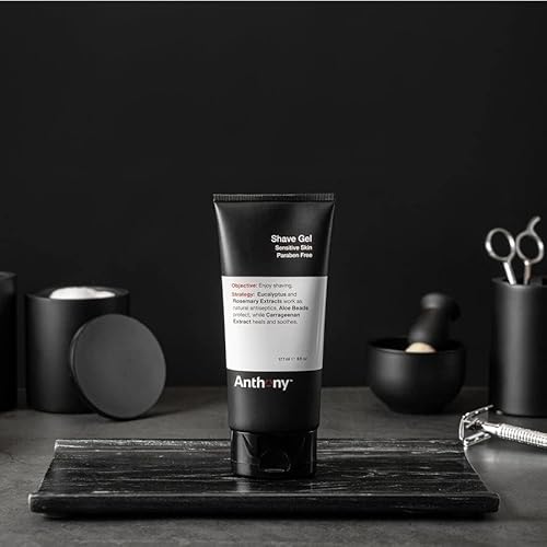 Anthony Shave Gel for Sensitive Skin ? Non-Foaming, Soothing Shaving Cream for Men and Women. With Aloe Vera Beads, Eucalyptus, Rosemary and Carrageenan Extract - 6 Fl Oz (3 Pack)