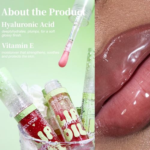 4 Pack Hydrating Glow Lip Oil Makeup Set for Women, Moisturizing Lip Gloss with Glow Finish, Long Lasting Nourishing Lip Care Fat Oil Lip Drip, Sweet Candy Scent (SET A, LIGHT)