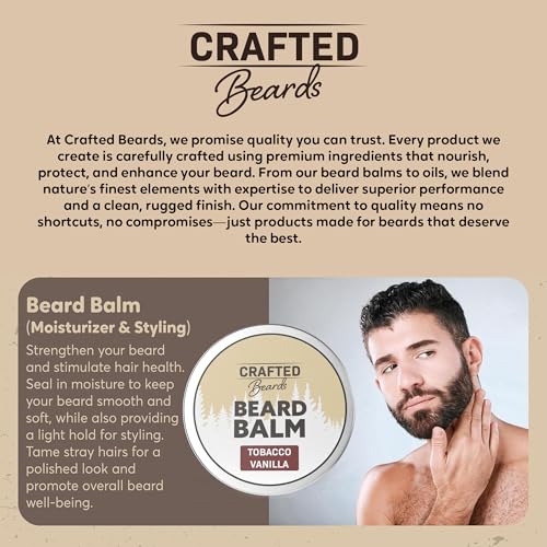 Beard Balm - Tobacco Vanilla Scent - 2oz Tin - Beard Wax - Light Hold - (TV)