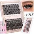 Geeneiya Lash Clusters with Spikes Fairy Cluster Eyelash Extensions Kit 40D+50D Lash Extension Kit 8-18MM Wispy D Curl Spiky Individual Lashes Kit with Lash Bond and Seal for Beginners