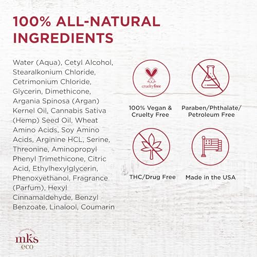 MKS eco Kahm Smoothing Conditioner, Original Scent - Detangle, Moisturize & Repair Hair - With Moroccan Argan Oil, Hemp Seed Oil & Vegetable Keratin Protein - Vegan, Cruelty Free