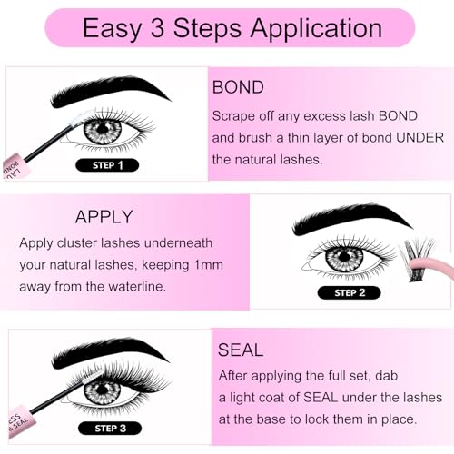 Lash Bond & Seal Clear Lash Glue - DIY Extensions (Waterproof, Long Lasting, Strong Hold 48-72 Hours)