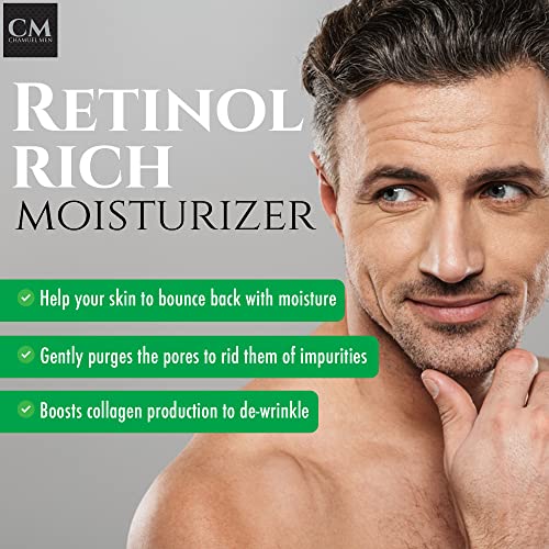 Daily Face Cream for Men with 2.5% Retinol Anti-Aging Moisturizer for Fine Lines, Dark Spots, and Wrinkles - Overnight Lotion (Pack of 2)