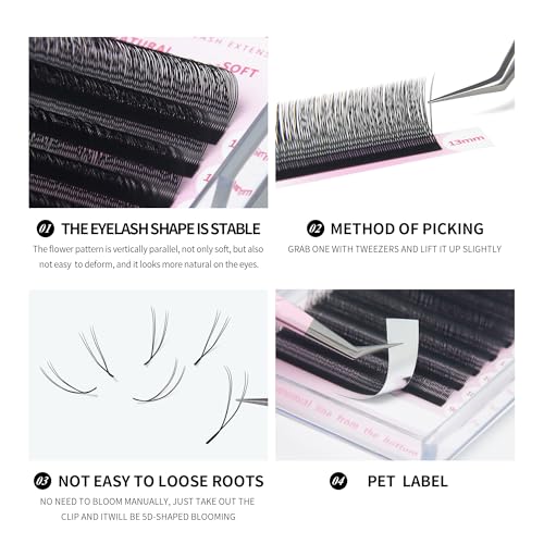 U Shape YY Eyelash Extension Makeup Mesh Net Cross 2D Y Shape Premade Fans Lash Extensions Hand Woven Natural Soft Faux Mink False Lashes (0.07 D,8-15mm Mix)