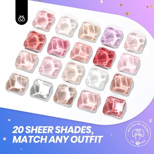 Beetles Jelly Gel Nail Polish Set - Christmas Gift Box Nude Sands Collection 75 PCS Jelly Nail Polish Kit Nude Pink Milky White Glitter Silver Cat Eye Base Glossy Matte Top Coat Winter Gift for Women