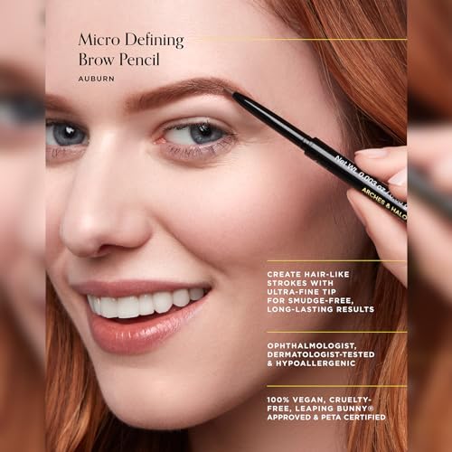 Arches & Halos Micro Defining Brow Pencil - Fuller and More Defined Brows - Long-Lasting, Smudge Proof, Rich Color - Dual Ended Pencil with Brush - Vegan and Cruelty Free Makeup - Auburn - 0.003 oz