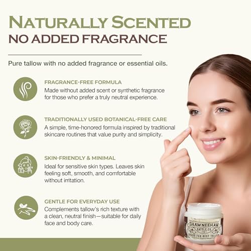 Handmade Grass-Fed Beef Tallow Balm - Pasture-Raised Beef Tallow Lotion for Face & Body - Hand Balm w/ Omega-3s, Vitamins A, D, E - All Natural Lotion for All Skin Types - Unscented 2 oz