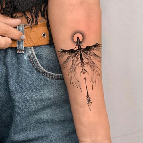 Large Dragon Temporary Tattoo Six Wings Dragon Tattoo Waterproof Lasting for Men Body Art Fake Waterproof Tattoo Arm Leg Tattoo 4 Sheets
