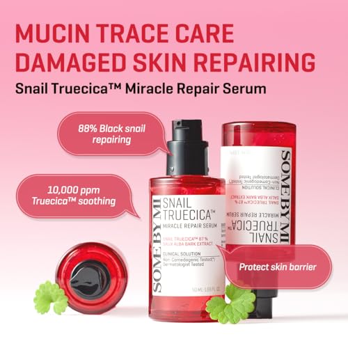 SOME BY MI Snail Trucica Miracle Repair Serum - 1.69Oz, 50ml - Made from Snail Mucin for Sensitive Skin - Daily Repair Face Serum for Post Acne Marks and Strengthen Skin Barrier - Korean Skin Care