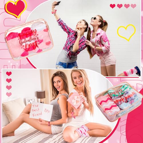24 Pcs Galentines Day Party Favors Valentine Gifts Bulk BFF Gift Idea for Women Coquette Party Supply Galentine Socks Bestie Headband Scrunchies Pink and Red Bag for Friend Gathering Pool Day Birthday