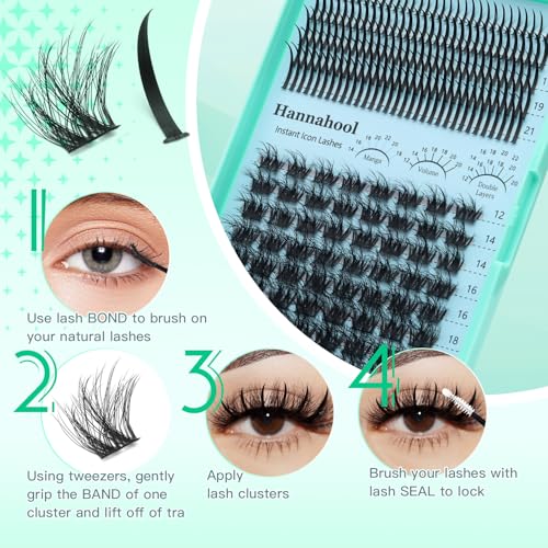 Spikes Clusters Manga lashes DIY Eye Lashes Extensions D Curl Mixed 13-21mm and 12-22mm long Individul False Eyelashes Volume Lashes (WM025-Mixed 12-22mm)