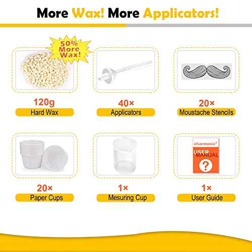 120g Wax Nose Wax Kit, Nose Hair Wax Kit with 40 Applicators, Quick & Painless Nose Waxing Kit for Men and Women, Nose Hair Remover Kits Used 20 Times Usage