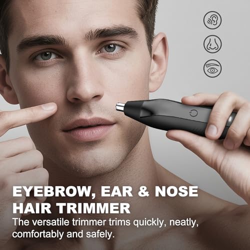 Nose Hair Trimmer for Men - 16000RPM Motor, LED Power Display, Portable Electric Ear & Eyebrow Grooming Kit, Nose Hair Cutter & Remover, Face & Body Clipper, Gift for Men