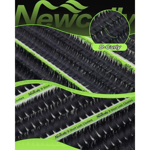 100D Volume Lash Clusters Kit 8-10-12MM Fluffy Eyelash Clusters Short Lash Extension Kit 243 Pcs Thick Clusters Eyelash Extensions D-Curly 3D Look Individual Lashes Kit by Newcally