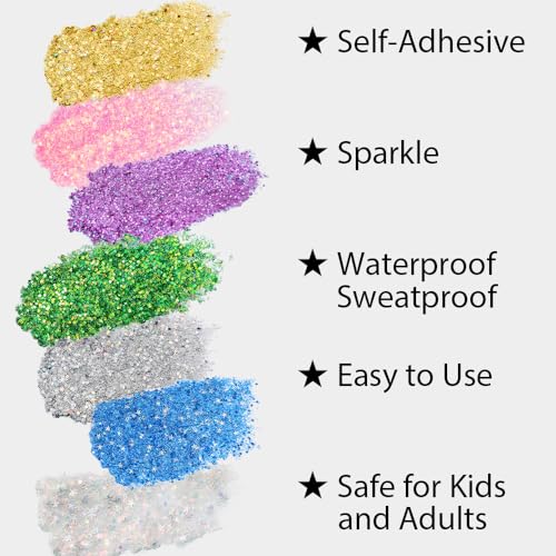 Mysense Green Body Glitter Stick, Mardi Gras Face Hair Glitter, Festival Rave Outfits for Women, St Patricks Day Accessories, Sparkling Mermaid Sequins Chunky Glitter Makeup, 0.56oz