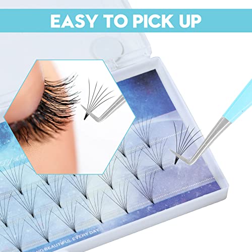 Ms.Queen Eyelash Tweezers for Extensions, 2Pcs Fiber Tip Grip 45 and 90 Degree Mega Volume Tweezers Set for Lash Extensions-Blue