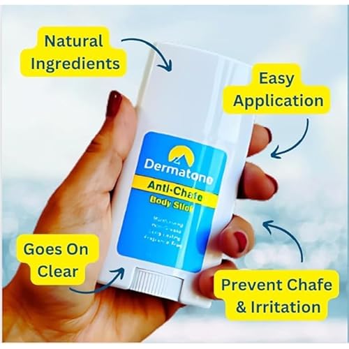 DERMATONE Anti-Chafe Body Stick | 2-Pack | Fragrance Free Skin Balm | Prevent Friction & Chafing | Use for thigh, arm, chest, butt, ball rubbing | Travel/Small 0.45oz sticks