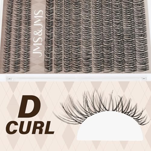 JMS&JMS Lash Clusters Kit D Curl Lash Lift Kit Wispy Natural Lash Clusters with Lash Bond and Seal Eyelash Applictor Lash Remover Lash Extension Kit for Beginner (8-18mix)