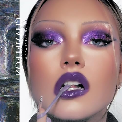 DE'LANCI Multichrome Shimmer Black Purple Eyeshadow, Intense Pigmentation Chameleon Sparkling Eyeshadow, Charming Formula Aurora Eye Shadow, Long-Lasting Smoky Purple Eye Make Up, Talc Free, 13