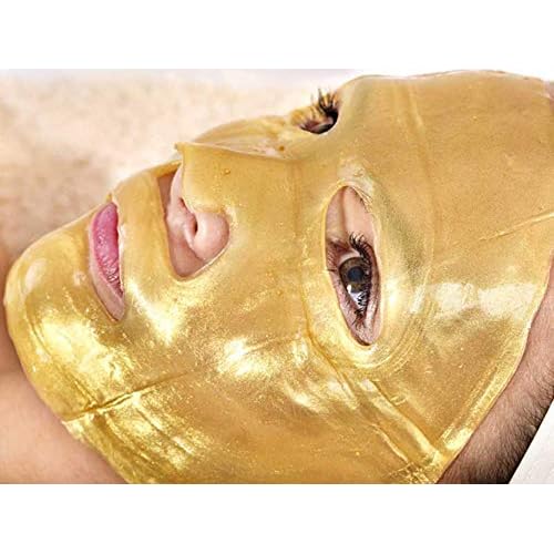 AICHUN BEAUTY 5PCS 24K Gold Gel Collagen Crystal Facial Masks Sheet Patch For Anti Aging Puffiness Anti Wrinkle Moisturizing Deep Tissue Rejuvenation and Hydrates Skin