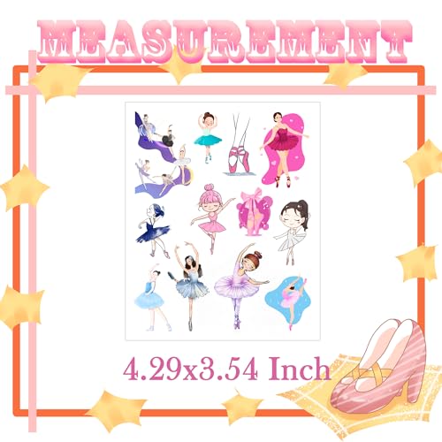 300 Ballet Dance Tattoos Temporary Stickers Dacing Dance Movements Ballerina Baby Shower First 21st Birthday Party Decorations Supplies Tattoos Temporary(24 Sheets)