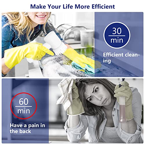 Electric Cleaning Spin Scrubber with 3 Brush Heads, Cordless Powerful Cleaning Brush Household Rechargeable Handheld Shower Cleaner Brush for Bathroom Wall Tiles Floor Bathtub Kitchen.