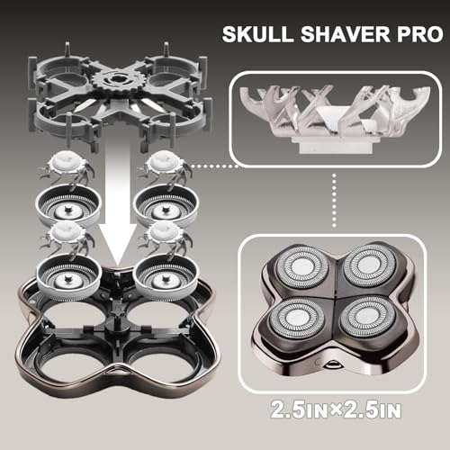 Replacement Head Compatible with Shaver PRO 4, Blade Fit for Skull Pitbull, Butterfly Kiss PRO & Palm Shavers, Replacement Head for Electric Shaver & Blade for Bald Head and for Men/Women (2 Pcs)