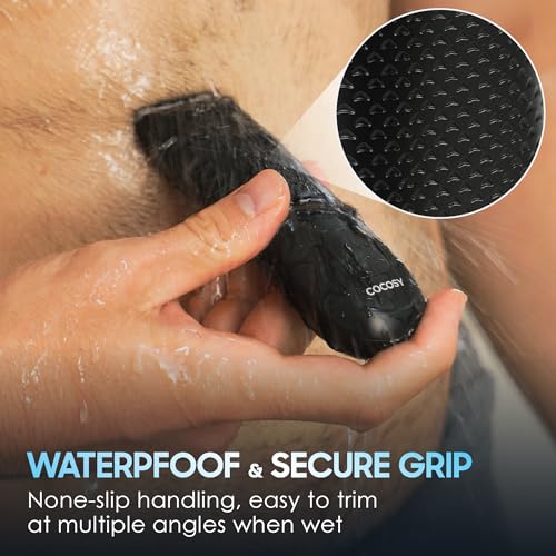 Body Hair Trimmer for Men - Ball Trimmer, Ceramic Blade, Waterproof Electric Groin Hair Trimmer with Standing Recharge Dock & Travel Pouch, Male Hygiene Razor