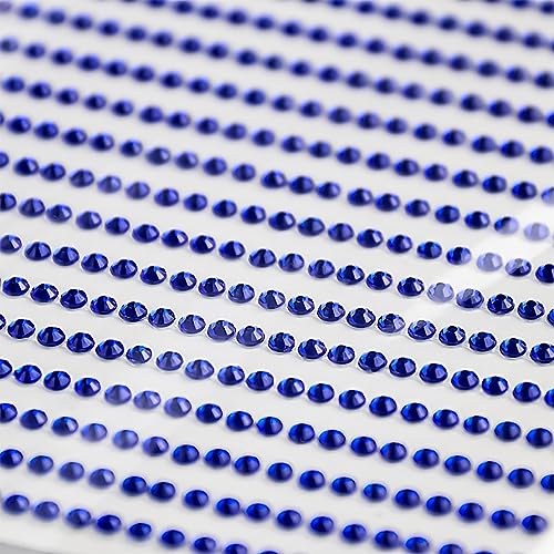 3090 Pcs Self-Adhesive Dark Blue Rhinestone Gem Stickers Hair Jewels Face Jewels Stick On Tooth Gems Eye Gems Bling Rhinestone Sticker Sheet For DIY Scrapbook Crafts Nail Body Makeup Festival 4 Size