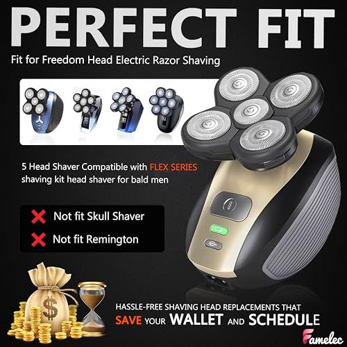Upgraded Shaver Replacement Blades for Fre* Bi*d Replacement Blades, 5-Blade Rotary Electric Razor Head Shavers for Bald Men, Head Shaver Kit for Freedom, 2 Pack