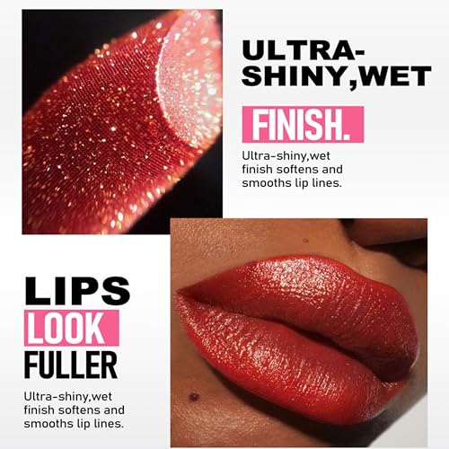 MAEPEOR Moisturizing Shiny Lipstick 8 Colors Glitter Shine Lipstick Waterproof Long Lasting Shimmer Lip Gloss (07 Amethyst)