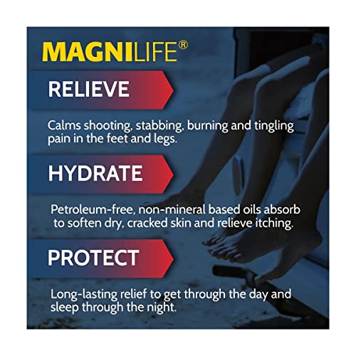 MagniLife Pain Relieving Foot Cream, 8 oz Tube, Soothing Relief for Soreness, Pain, Burning, Tingling, Itching or Sensitivity in Feet & Legs, Moisturizing & Hydrating Foot Cream, No Petroleum