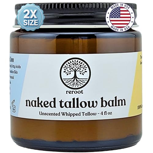 Beef Tallow for Skin | NAKED TALLOW BALM | 1 Ingredient - 100% Grass Fed Beef Tallow | Beef Tallow for Body & Face | Whipped & UNSCENTED for Sensititve Dry Skin, Babies, Eczema, Psoriasis