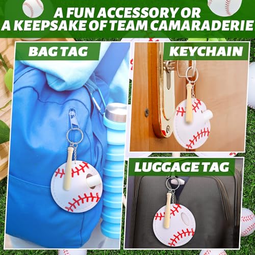20 Pcs Baseball Team Gifts Natural Bulk Lip Balm Holder with Baseball Bat Large Hangable Keychain Set Keychains Set Gift for Team Youth Party Supplies Sports Tote Bag Cool Wallet Accessories