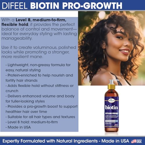 Difeel Biotin Styling Cream 12 ounce - Level 8:Medium-to-Firm, Flexible Hold Styling Cream