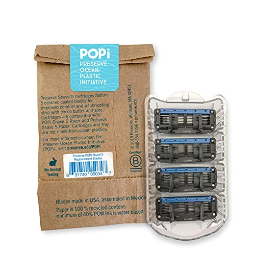 Preserve Coral Pink POPi Shave 5 Razor System, 5 Blade Cartridge, Modern Style, Plastic Material, Unisex, 6 Count Bundle