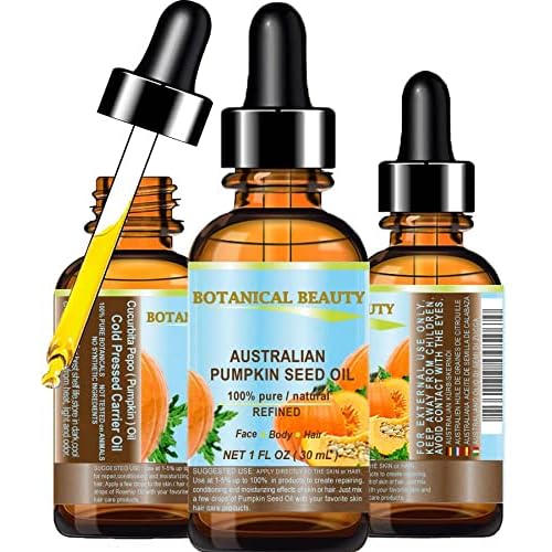 Botanical Beauty Australian PUMPKIN SEED OIL Pure Natural Virgin Unrefined Cold Pressed Carrier Oil. 1 Fl.oz.- 30 ml. for Face, Skin, Hair, Lip, Nails