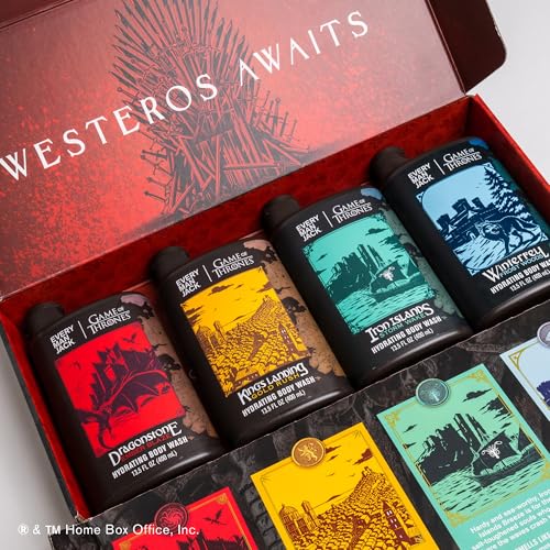Every Man Jack Game of Thrones Collectors Body Wash Gift Set - Includes 4 Body Washes with Clean Ingredients & Westeros Inspired Scents