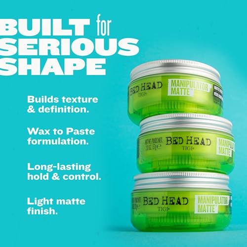 TIGI Bed Head Hair Wax, Manipulator Matte 2-Pack ? Strong Hold Wax to Paste, Hair Styling Products for Women and Men, Tropical Fruit Fragrance, 2.01 Oz Ea