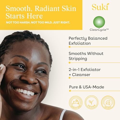 Suki Skincare Exfoliate Foaming Cleanser - With Natural Sugar & Colloidal Oat - Facial Exfoliator & Mechanical Exfoliant that Reduces Dry Skin Buildup While Promoting Radiant, Smooth, Soft Skin - 4 oz