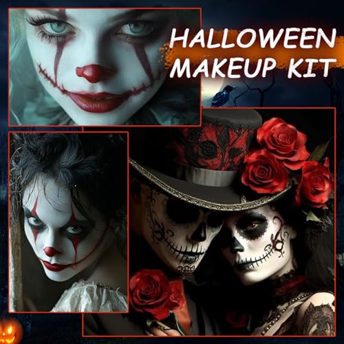White Black Red Oil Face Body Paint Set,Halloween Joker Clown Makeup Kit with 3 Brushes, Professional Black White Red Face Body Painting Kit for Halloween Sfx Makeup, Theater, Cosplay, Costume