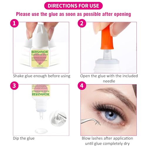 Bottom Eyelash Clusters Kit DIY Individual Eyelash Extensions Bershnor Wispy Natural Look Clear Band Lashes Lower Eye Lashes Bottom Eyelashes Kit 4mm-6mm