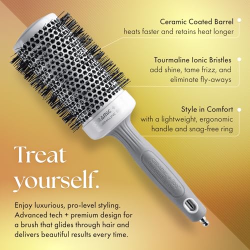 Olivia Garden Ceramic + Ion Round Thermal Hair Brush - Not Electrical - Professional Blowout Brush for Normal to Thick Hair