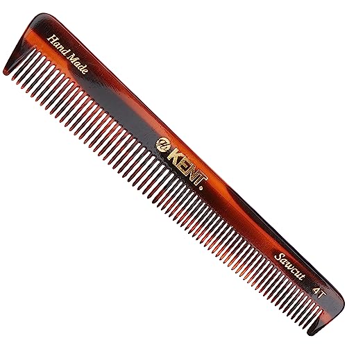 Kent 4T 6 Inch Double Tooth Comb - Fine and Wide Tooth Dressing, Grooming Comb for Hair, Beard, Mustache. Coarse and Fine Styling for Men, Women and Kids. Made in England