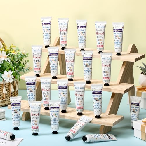Loopeer 24 Pcs Social Worker Appreciation Gifts Bulk Hand Cream Set Social Work Month Gifts Travel Size Double Sided Hand Lotion for Women Men Dry Cracked Hands