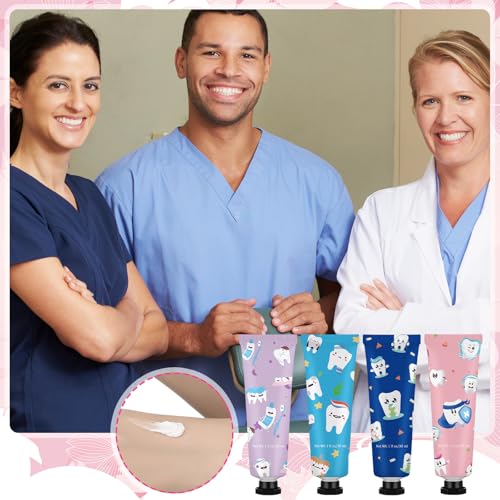 Loopeer 24 Pcs Dental Assistant Week Gifts Bulk Dental Hygienist Appreciation Teeth Themed Hand Creams Travel Size Mini Hand Lotion Thank You Gifts for World Oral Health Day (Teeth Theme)